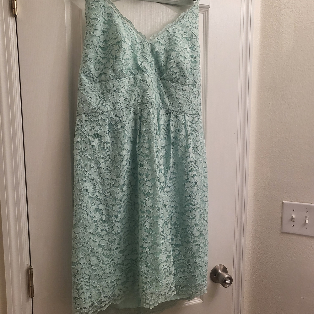 David'sโ Bridal Lace Midi Dress in Soft Blue